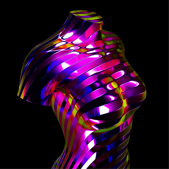 Buste en 3d avec une texture de déplacement pour donner du relief