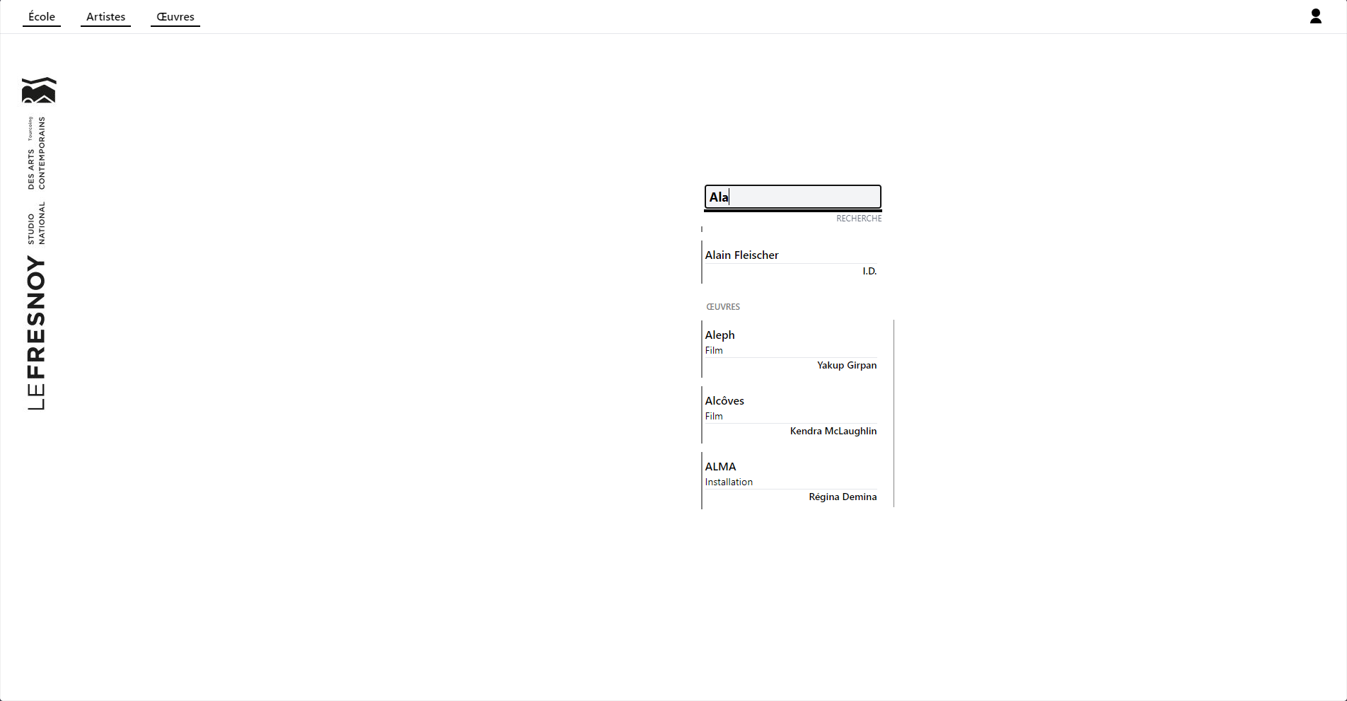Kartel - Page de recherche